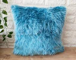 BLUE COLOUR CUSTOMISE SOFT FURRY CUSHION PERSONALIZE ACCORDING TO YOURSELF
